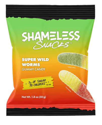 Shameless Snacks Gummy Candy, Super Wild Worms