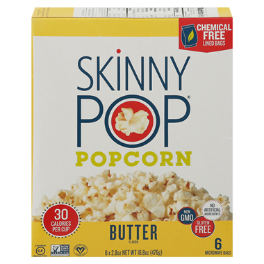 Skinny Pop Microwave Popcorn, Butter Flavor
