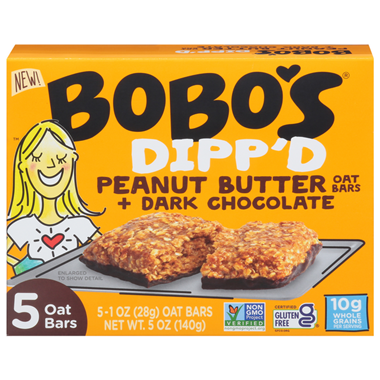 Bobo's Dipp'd Oat Bars, Peanut Butter & Dark Chocolate