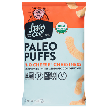 LesserEvil Paleo Puffs, No Cheese Cheesiness