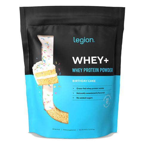 Legion Whey+ Whey Isolate Protein Powder, Birthday Cake, 30 Servings