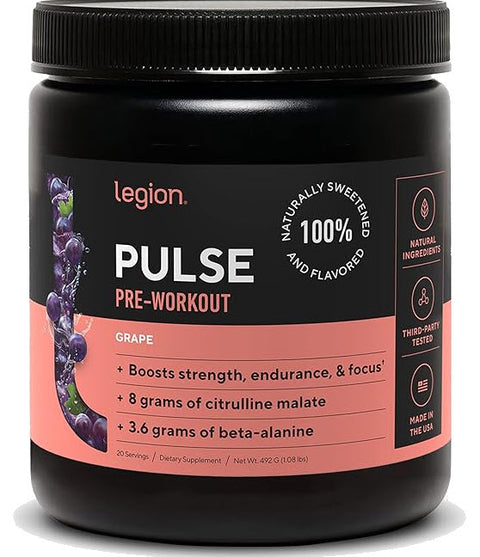 Legion, Pulse Pre-Workout with Caffeine, Grape, 20 Servings
