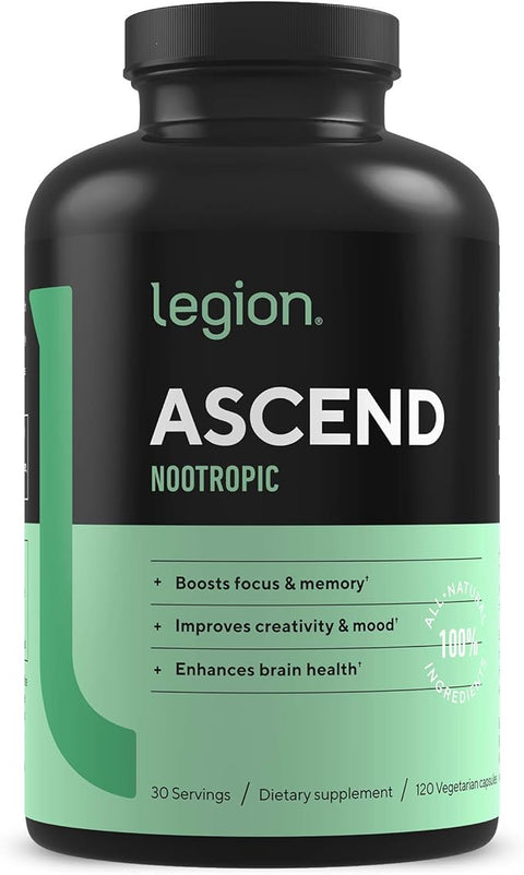 Legion Athletics Ascend Nootropic - Brain Supplement for Alertness & Mood Support, 30 Servings