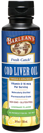 Barlean's Fresh Catch Cod Liver Oil, Lemonade Flavor