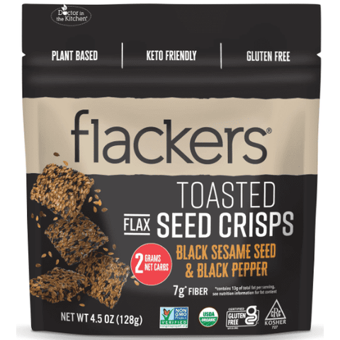Flackers Toasted Flax Seed Crisps, Black Sesame Seed & Black Pepper