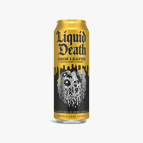 Liquid Death, Iced Tea, Grim Leafer