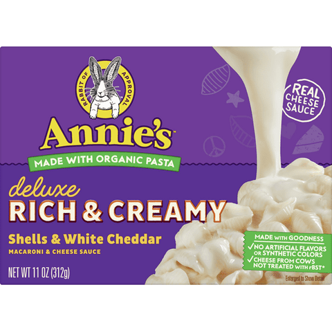 Annie's Deluxe Rich & Creamy Shells & White Cheddar Macaroni & Cheese Sauce - 11 Ounce