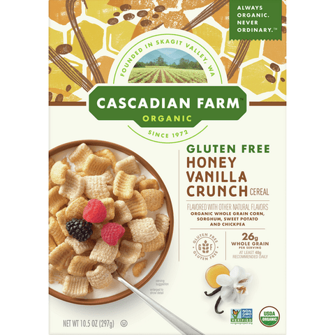 Cascadian Farm Organic Cereal, Gluten Free, Honey Vanilla Crunch - 10.5 Ounce
