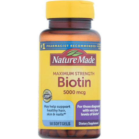 Nature Made Biotin, Maximum Strength, 5000 McG, Softgels - 50 Each