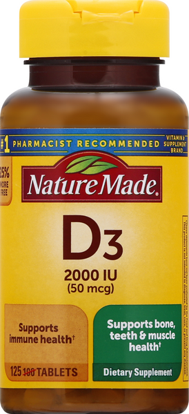 Nature Made Vitamin D3 2000iu Tablets - 125 Count