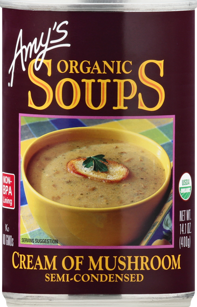 Amys Soups, Organic, Cream of Mushroom, Semi-Condensed - 14.1 Ounce