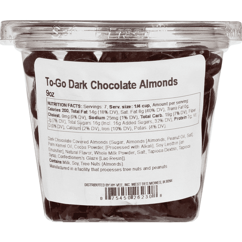 Hy-Vee Dark Chocolate Almonds - 9 Ounce