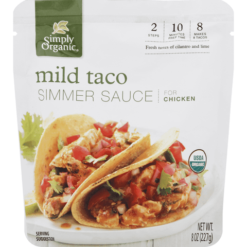 Simply Organic Mild Taco Simmer Sauce For Chicken - 8 Ounce