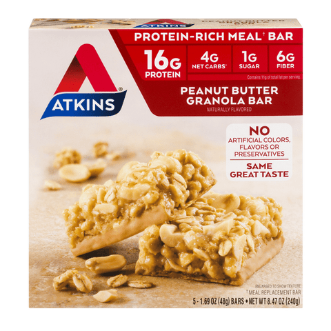 Atkins Peanut Butter Granola Protein-Rich Meal Bars 5-1.69 oz. Bars - 8.47 Ounce