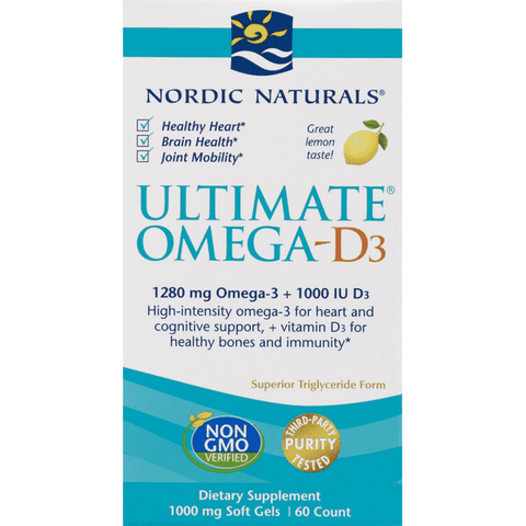 Nordic Naturals Ultimate Omega-D3, Lemon Flavor Soft Gels - 60 Count