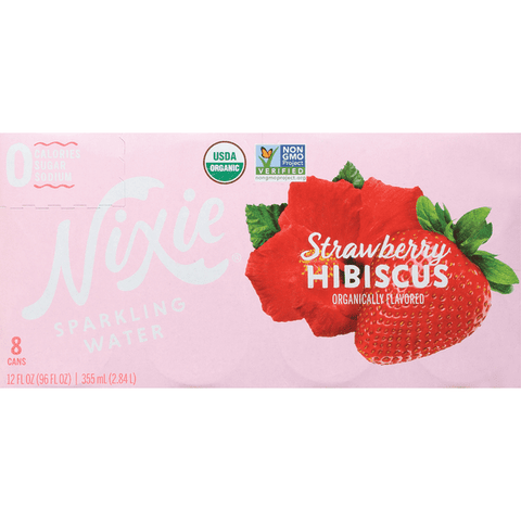 Nixie Sparkling Water, Strawberry Hibiscus 8Pk - 12 Ounce
