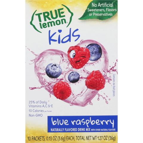 True Lemon Drink Mix, Kids, Blue Raspberry 10-0.13 oz - 1.27 Ounce