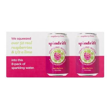 Spindrift Raspberry Lime Sparkling Water 8 Count - 12 Ounce