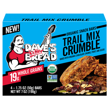 Dave's Killer Bread Organic Snack Bars, Trail Mix Crumble 4 Count 1.75 Ounce Bars - 7 Ounce