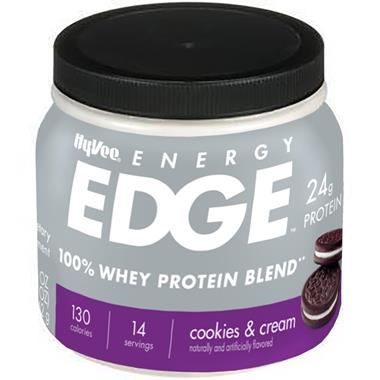 Hy-Vee Energy Edge Cookies & Cream 100% Whey Protein Blend - 16 Ounce