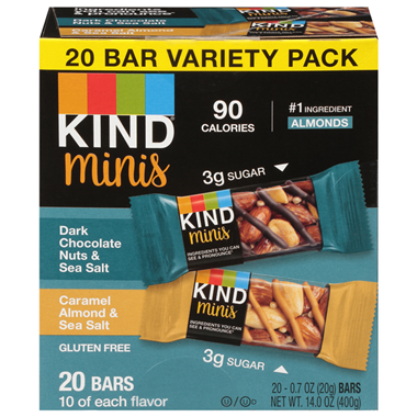 KIND Minis Dark Chocolate Nuts & Sea Salt, Caramel Almond Sea Salt, Variety Pack