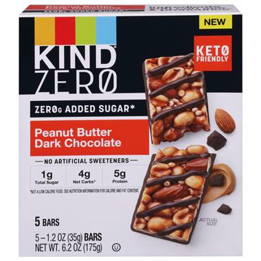 KIND ZERO Bars Peanut Butter Dark Chocolate, 5 Pack