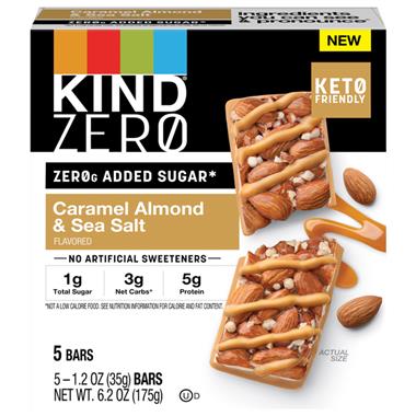 Kind ZERO Bar Caramel Almond & Sea Salt, 5 Pack