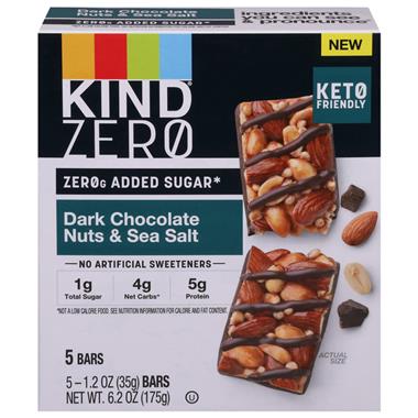 Kind ZERO Bar Dark Chocolate Nuts & Sea Salt, 5 Pack
