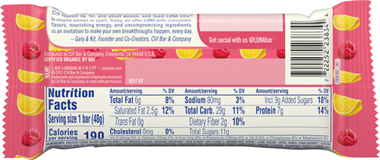 Luna Mash-Ups Lemonzest + Raspberry Whole Nutrition Bar
