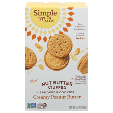Simple Mills Nut Butter Stuffed Sandwich Cookies, Creamy Peanut Butter