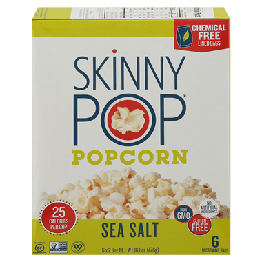 Skinny Pop Microwave Popcorn, Sea Salt