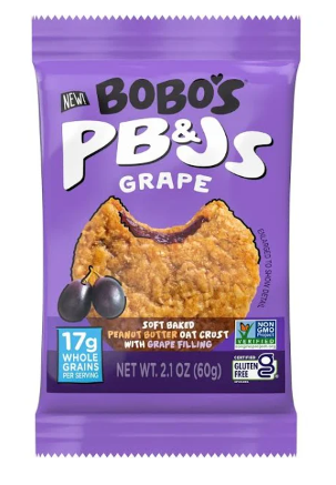 Bobo's PB&Js Soft Baked Peanut Butter Filled Oat Bars, Grape