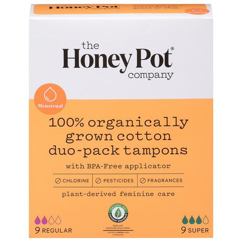The Honey Pot Organic Tampons, Duo-Pack