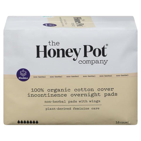 The Honey Pot Organic Incontinence Overnight Pads w/Wings, Non-Herbal