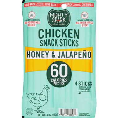 Mighty Spark Chicken Snack Sticks, Honey & Jalapeno