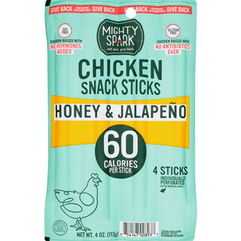 Mighty Spark Chicken Snack Sticks, Honey & Jalapeno - 4 Ounce