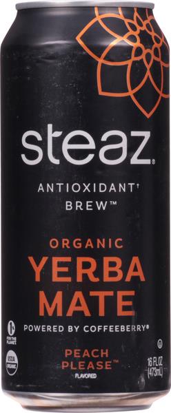 Steaz Yerba Mate, Organic, Peach Please
