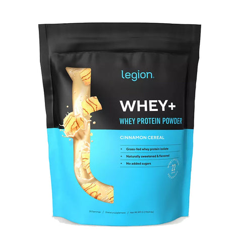 Legion Whey+ Whey Isolate Protein Powder, Cinnamon Cereal, 30 Servings