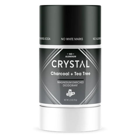 Crystal Deodorant Magnesium Solid, Charcoal + Tea Tree