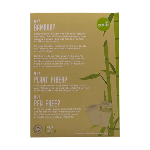 Greenlid Bamboo Coffee Cups & Plant Fiber Lids