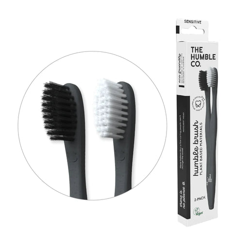Humble Plant Based Sensitive Toothbrush, White/Black 2-Pack