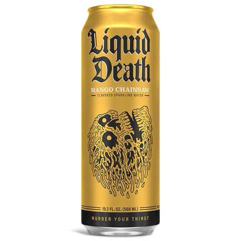 Liquid Death, Flavored Sparkling, Mango Chainsaw