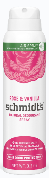 Schmidt's Natural Deodorant Spray, 48-Hour Rose + Vanilla