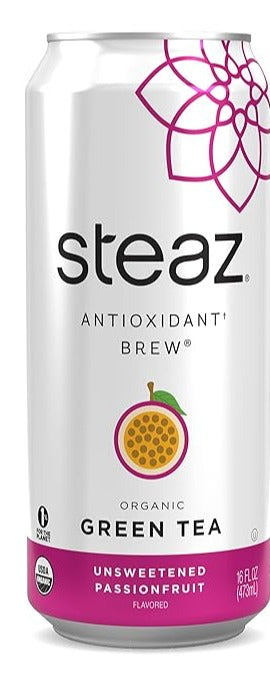 Steaz Organic Green Tea, Unsweetened Passion Fruit