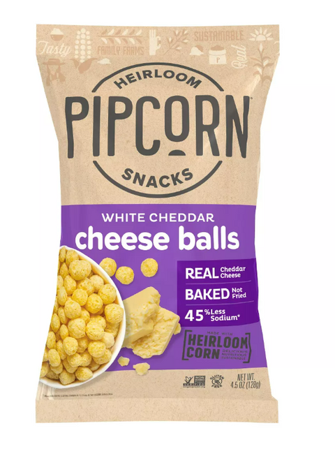 Pipcorn Cheese Balls, White Cheddar