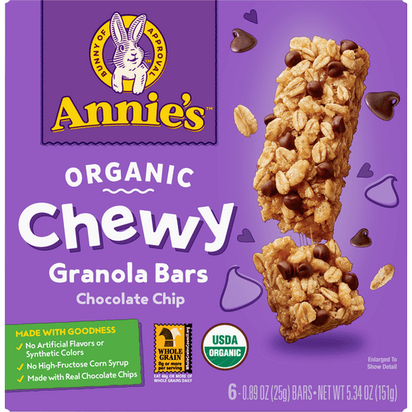 Annie's Organic Chocolate Chip Chewy Granola Bars 6-0.89 oz Bars - 5.34 Ounce