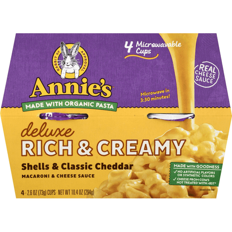 Annie's Deluxe Rich & Creamy Shells & Classic Cheddar Macaroni & Cheese Microwavable Cups - 10.4 Ounce