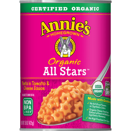 Annie's Homegrown Organic All Stars Pasta in Tomato & Cheese Sauce - 15 Ounce