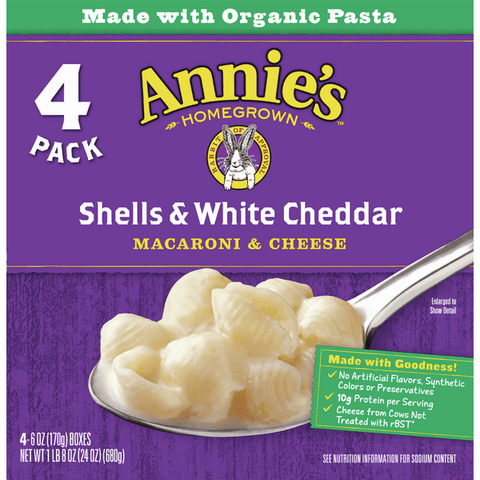 Annie's Homegrown White Cheddar Macaroni and Cheese Shells - 24 Ounce