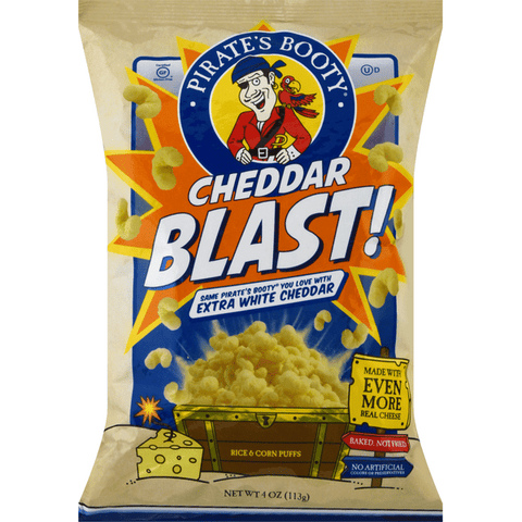Pirate's Booty Rice & Corn Puffs, Cheddar Blast - 4 Ounce